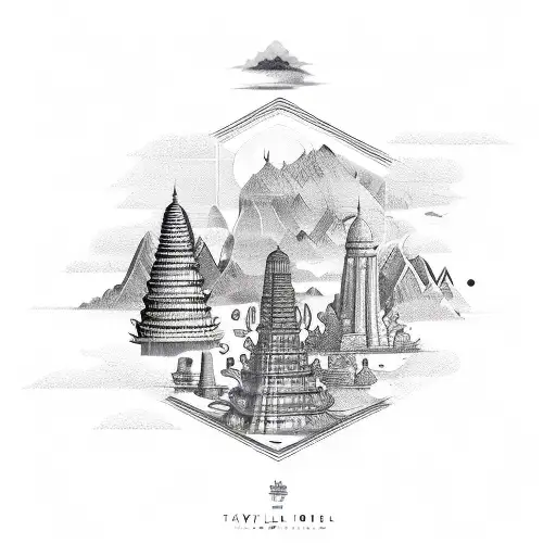 travelling south east asia sleeve tattoo design idea