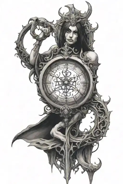 An Elden Ring inspired tattoo featuring gothic art elements tattoo design idea