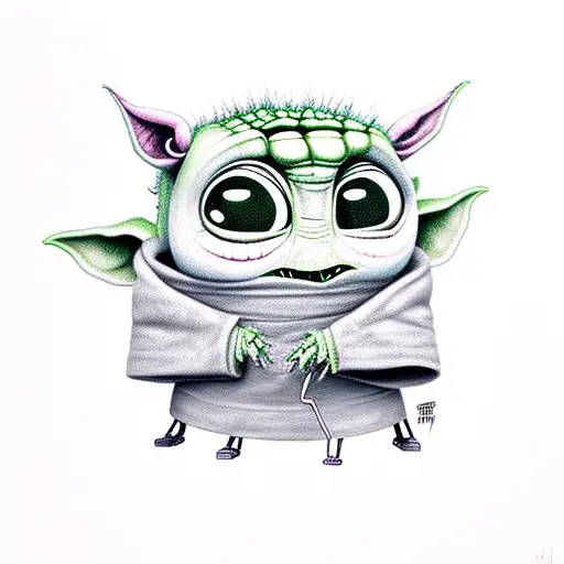 Gir from invader zim and baby yoda tattoo design idea