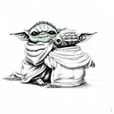 Gir from invader zim hugging baby yoda tattoo design idea