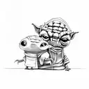 Gir from invader zim hugging baby yoda tattoo design idea