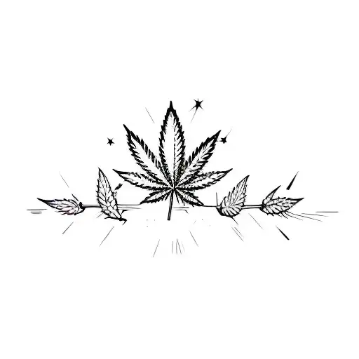 a heartbeat with a marijuana leaf tattoo design idea