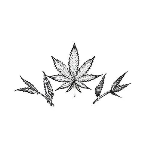 a heartbeat with a marijuana leaf tattoo design idea