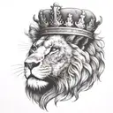 A powerful lion with a crown representing strength, leadership, and financial success tattoo design idea