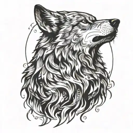 wolf howling tattoo design idea