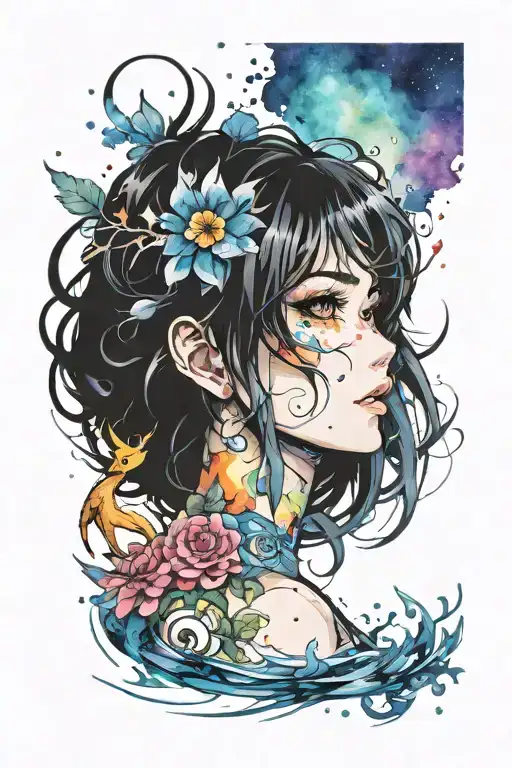 Watercolor tattoo design idea
