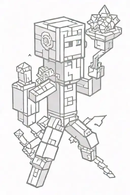 Minecraft and terraria mashup tattoo tattoo design idea