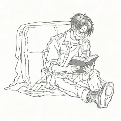 Levi Ackerman reading a book tattoo design idea