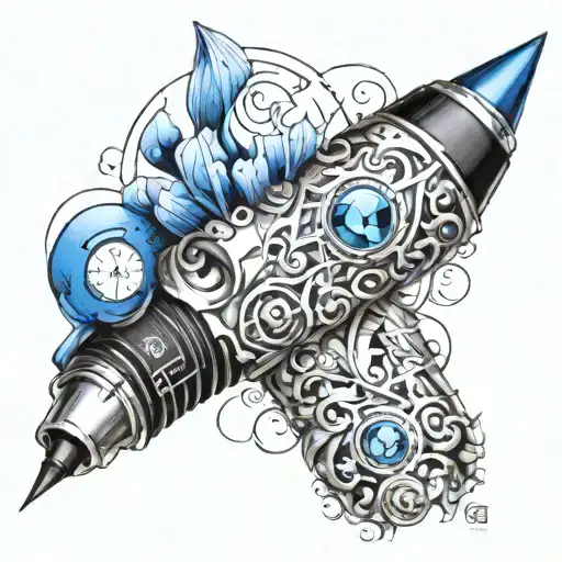 A black pen with a blue tap tattoo design idea