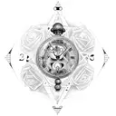 A blackwork tattoo representing Chronos, the Greek god of time, with an hourglass in one hand and a beer bottle in the other, surrounded by clockwork designs. tattoo design idea