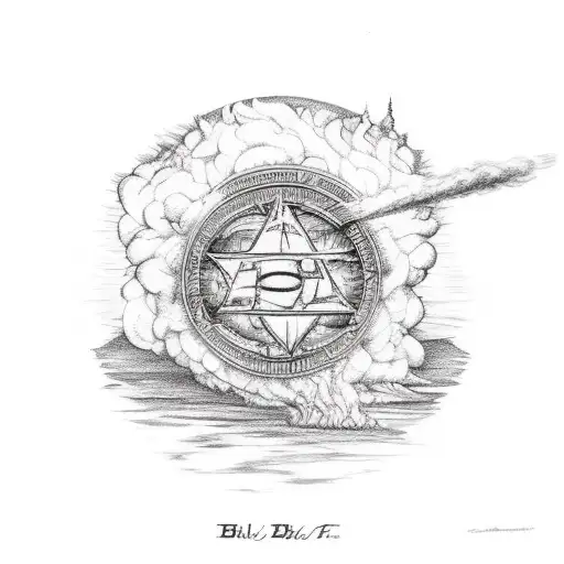 Stand here on bare ground - all seeing eye - breathing blithe air - below Troy New York on fire - fire fighters putting  tattoo design idea