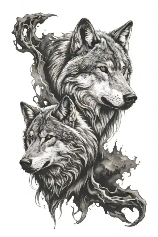 Grey Wolf and darkness The Lord tattoo design idea