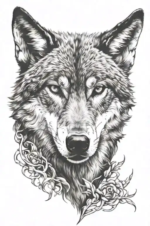 Grey Wolf and darkness  tattoo design idea