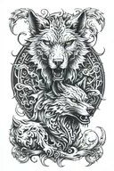 Shadow grawolf and ghost  tattoo design idea