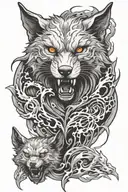 Shadow grawolf and ghost  tattoo design idea