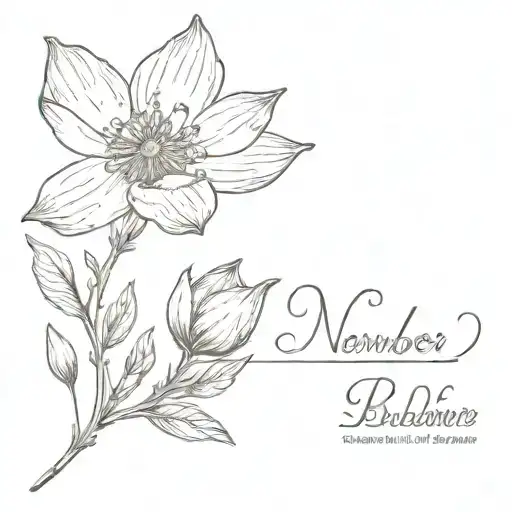 November birth flower with name as stem wrapped tattoo design idea