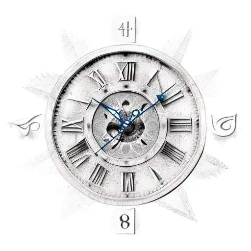 broken Roman numeral clock  tattoo design idea