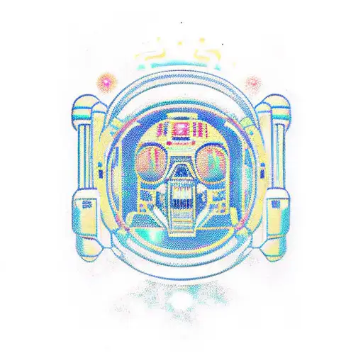 mayan astronaut in space tattoo design idea
