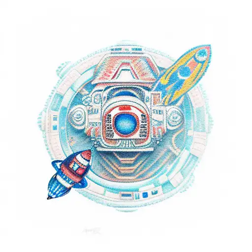 mayan astronaut space background tattoo design idea