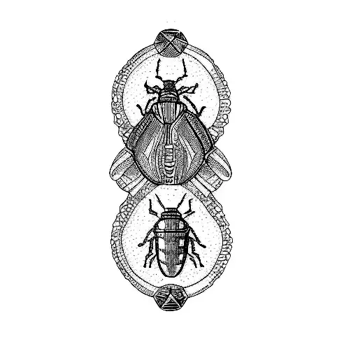 a beetle and pyramid tattoo design idea
