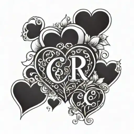 initial C G R M under Hearts tattoo design idea