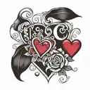 initial C G R M under Hearts tattoo design idea