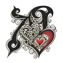initial C G R M under Hearts tattoo design idea