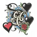 initial C G R M under Hearts tattoo design idea