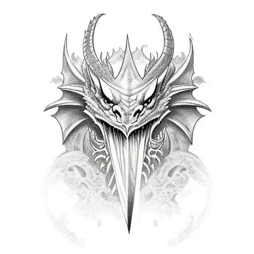 Dragon and sword and hero for pc gamer tattoo design idea