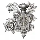 Elegant vintage perfume bottle tattoo design idea