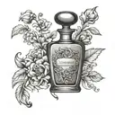 Elegant vintage perfume bottle tattoo design idea