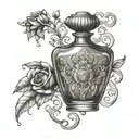 Elegant vintage perfume bottle tattoo design idea