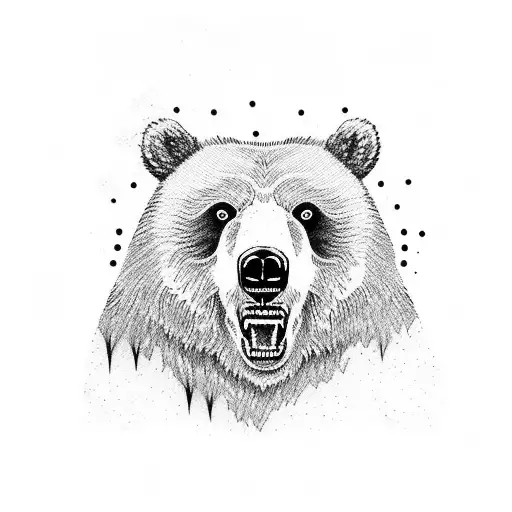 angry grizzly bear (realistic) tattoo design idea