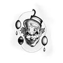 Circus-themed tattoo featuring a mischievous clown juggling colorful balls tattoo design idea