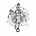 Circus-themed tattoo featuring a mischievous clown juggling colorful balls tattoo design idea
