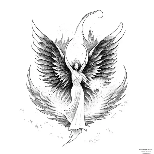 falling angel that transform intro a dragon tattoo design idea