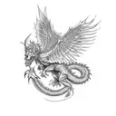 falling angel that transform intro a dragon tattoo design idea