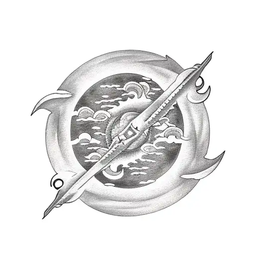 Dragon with sun and moon and cloud tattoo design idea