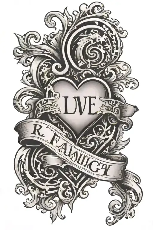 love, heart, family, strength, initials R and C  tattoo design idea