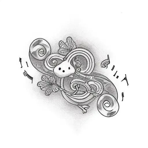 Music, clover tattoo design idea