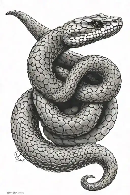 SNAKE WRAPPED AROUND ARM HEAD ON THUMB tattoo design idea