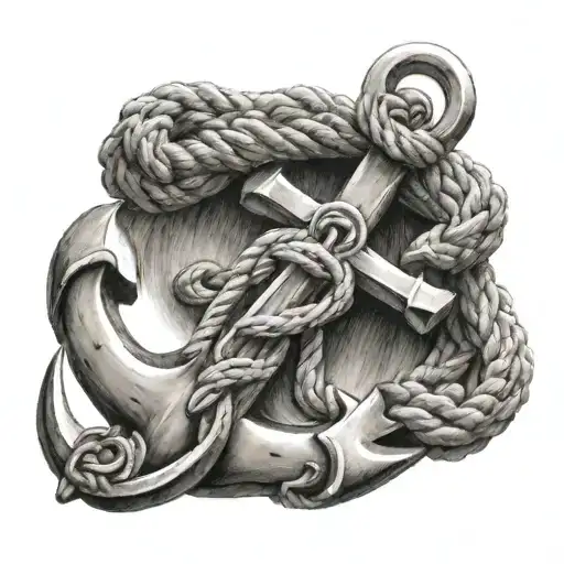 anchor and rope tied tattoo design idea
