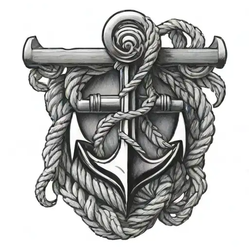 anchor with rope intertwined tattoo design idea
