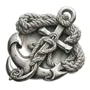 anchor and rope tied tattoo design idea