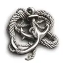 anchor and rope tied tattoo design idea