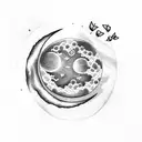 moon with firefly and heart  tattoo design idea