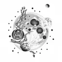 moon with firefly and heart  tattoo design idea