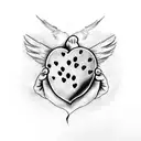 heart with dog paw print ,baby foot and wings tattoo design idea