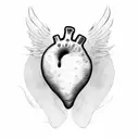 heart with dog paw print ,baby foot and wings tattoo design idea