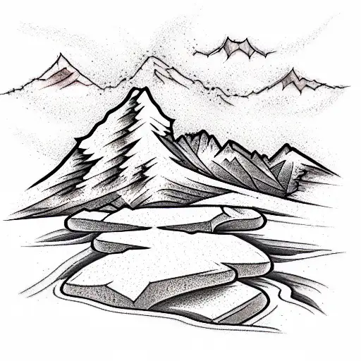 Mountain Scene tattoo design idea